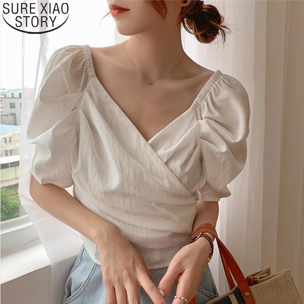 women's blouses & shirts summer 2021 white chiffon blouse fashion v-necl chic elegant puff sleeve women solid casual blusas mujer 1427
women's blouses & shirts summer 2021 white chiffon blouse fashion v-necl chic elegant puff sleeve women solid casual blusas mujer 1427