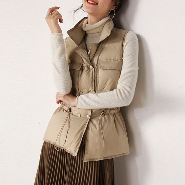 vests 2021 women's short korean version waist closing stand collar thick coat white duck down drawstring vt waistcoat, Black;white
vests 2021 women's short korean version waist closing stand collar thick coat white duck down drawstring vt waistcoat, Black;white