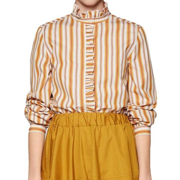 women's 26mar shirt blouses designer long sleeve shirts agaric edge stripe autumn clothes stand collar classic women loose, White
women's 26mar shirt blouses designer long sleeve shirts agaric edge stripe autumn clothes stand collar classic women loose, White
