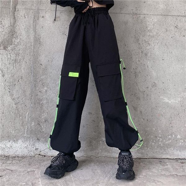 women's pants & capris qweek harajuku techwear black cargo women gothic streetwear neon green oversize pockets high waist casual trouse, Black;white
women's pants & capris qweek harajuku techwear black cargo women gothic streetwear neon green oversize pockets high waist casual trouse, Black;white