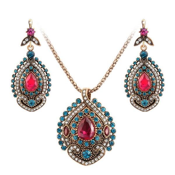 earrings & necklace vintage 2pcs red jewelry sets for women antique gold pink crystal wedding party accessories turkey gifts, Silver
earrings & necklace vintage 2pcs red jewelry sets for women antique gold pink crystal wedding party accessories turkey gifts, Silver