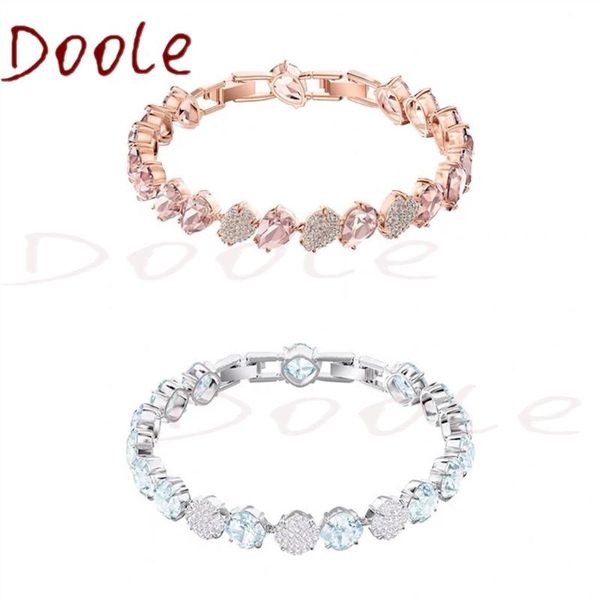 link, chain swa retro lucky bracelet light blue crystal fashion women's friendship bracelets luxury jewelry, Black
link, chain swa retro lucky bracelet light blue crystal fashion women's friendship bracelets luxury jewelry, Black