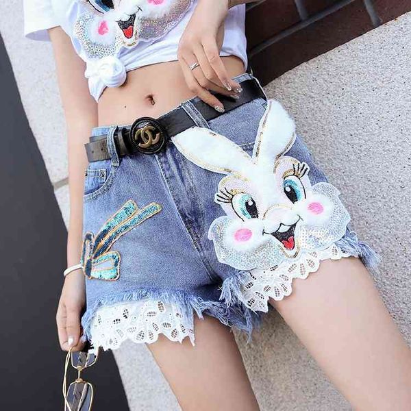 short summer age denim shorts women loose korean version of the net red cartoon high waist and thin wide-leg pants trend, White;black
short summer age denim shorts women loose korean version of the net red cartoon high waist and thin wide-leg pants trend, White;black