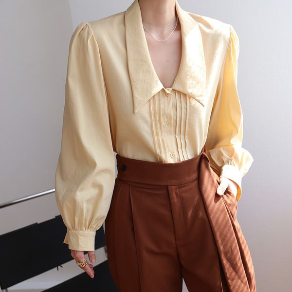 women's blouses & shirts turn down collar lantern sleeve women pure color fold long woman vintage casual chic 2021 spring mnj, White
women's blouses & shirts turn down collar lantern sleeve women pure color fold long woman vintage casual chic 2021 spring mnj, White