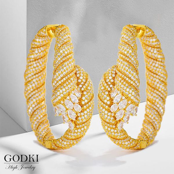 hoop & huggie godki fashion gold color big earrings trendy charms cubic zirconia dubai round statement earring for women wedding jewelry, Golden;silver
hoop & huggie godki fashion gold color big earrings trendy charms cubic zirconia dubai round statement earring for women wedding jewelry, Golden;silver