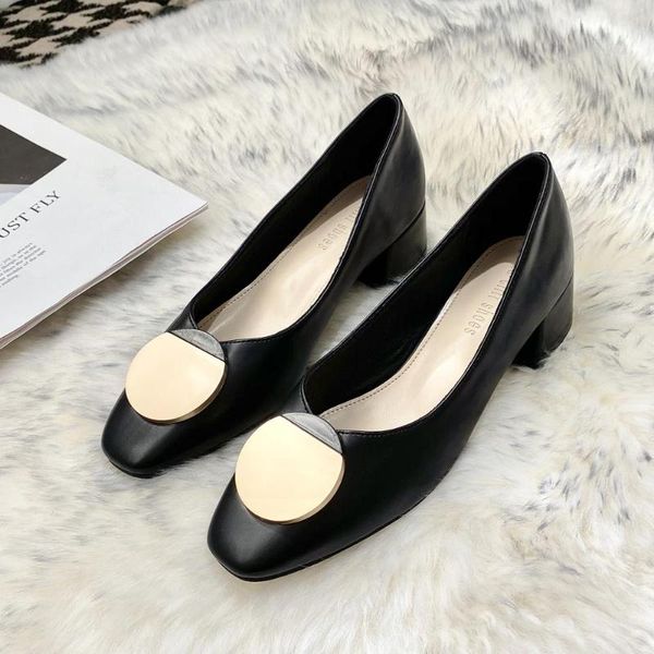 dress shoes mixed color round buckle med-high heels woman square toe leather pumps thick ol working escarpins femme, Black
dress shoes mixed color round buckle med-high heels woman square toe leather pumps thick ol working escarpins femme, Black