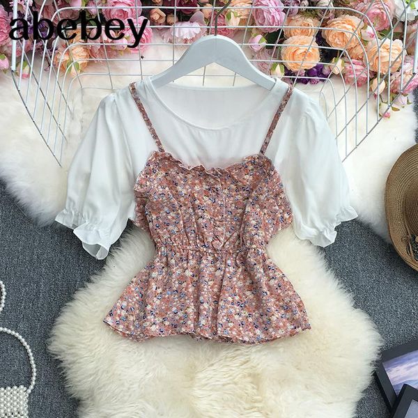 women's blouses & shirts 2021 summer fashion o-neck puff sleeve shirt hit color patchwork high waist ruffles short fake two-piece top, White
women's blouses & shirts 2021 summer fashion o-neck puff sleeve shirt hit color patchwork high waist ruffles short fake two-piece top, White