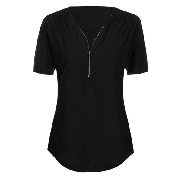 women's t-shirt harajuku t shirt women clothings casual ladies v neck zipper loose tee camisetas de mujer haut femme, White
women's t-shirt harajuku t shirt women clothings casual ladies v neck zipper loose tee camisetas de mujer haut femme, White