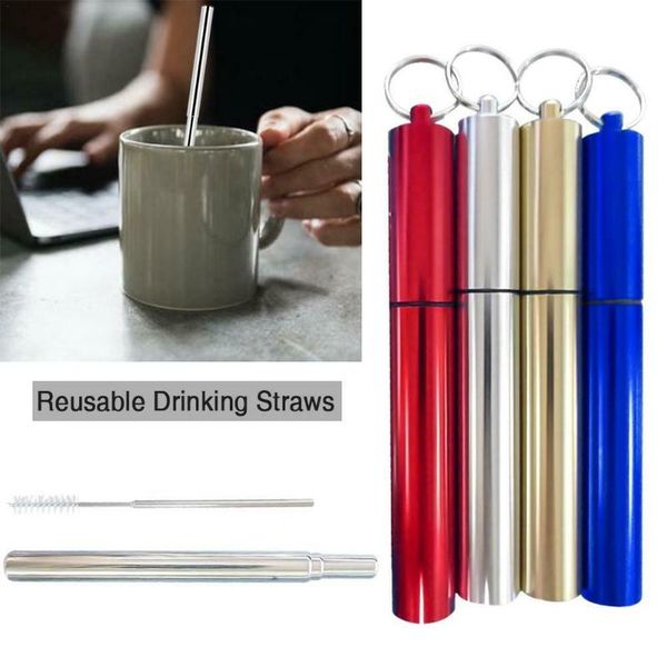 reusable stainless steel drinking straws metallic straw collapsible portable with cleaning brush
reusable stainless steel drinking straws metallic straw collapsible portable with cleaning brush