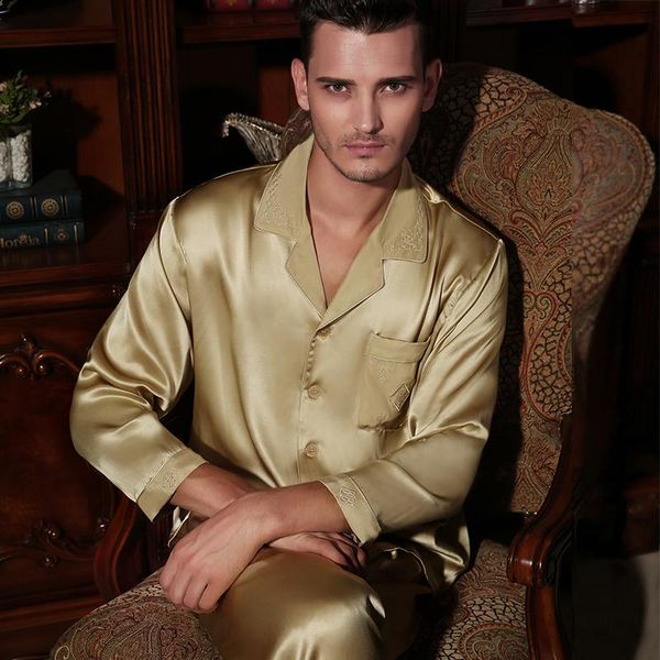 men's sleepwear brand male silk pajamas fashion 100% long-sleeve 2-piece pajama pants sets comfortable soft men homewear, Black;brown
men's sleepwear brand male silk pajamas fashion 100% long-sleeve 2-piece pajama pants sets comfortable soft men homewear, Black;brown