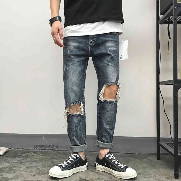 men's jeans 28-34 urban trends ins heavy industry wash ripped and slightly saggy slim-fit small leg trousers 7glu, Blue
men's jeans 28-34 urban trends ins heavy industry wash ripped and slightly saggy slim-fit small leg trousers 7glu, Blue
