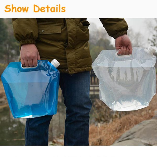 

outdoor bags 5l folding water storage collapsible lifting portable camping hiking survival accessories travel kits equipments