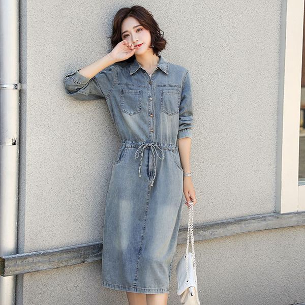 casual dresses denim women autumn vintage turn-down collar long sleeve draw string embroidery loose a-line 6j7s, Black;gray
casual dresses denim women autumn vintage turn-down collar long sleeve draw string embroidery loose a-line 6j7s, Black;gray
