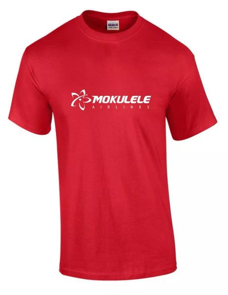 Mokulele Airlines white Logo US Hawaiian Aviation Red Cotton T-shirt, White;black