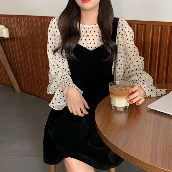 casual dresses dress women clothesround neck lantern sleeve dot gauze shirt + velvet pleated shawl 04rm, Black;gray
casual dresses dress women clothesround neck lantern sleeve dot gauze shirt + velvet pleated shawl 04rm, Black;gray