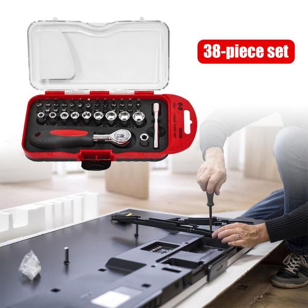 professional hand tool sets 38pcs mini ratchet wrench set universal socket spanner screw bits tools kit bike maintenance repair
professional hand tool sets 38pcs mini ratchet wrench set universal socket spanner screw bits tools kit bike maintenance repair