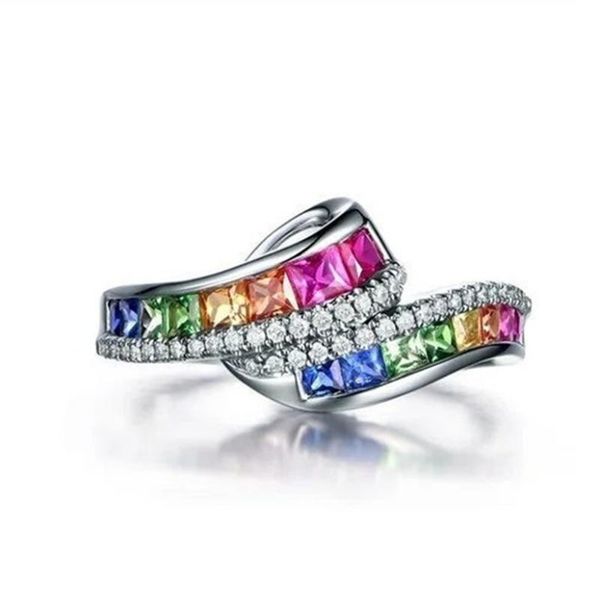wedding rings creative fashion classic women's colorful square zircon inlaid rainbow party prom jewelry ring wholesale, Slivery;golden
wedding rings creative fashion classic women's colorful square zircon inlaid rainbow party prom jewelry ring wholesale, Slivery;golden