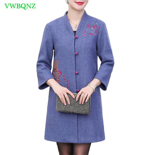 women's wool & blends autumn winter women jacket 2021 fashion standing collar embroidered plus size coat mid-long female gray outerwear, Black
women's wool & blends autumn winter women jacket 2021 fashion standing collar embroidered plus size coat mid-long female gray outerwear, Black