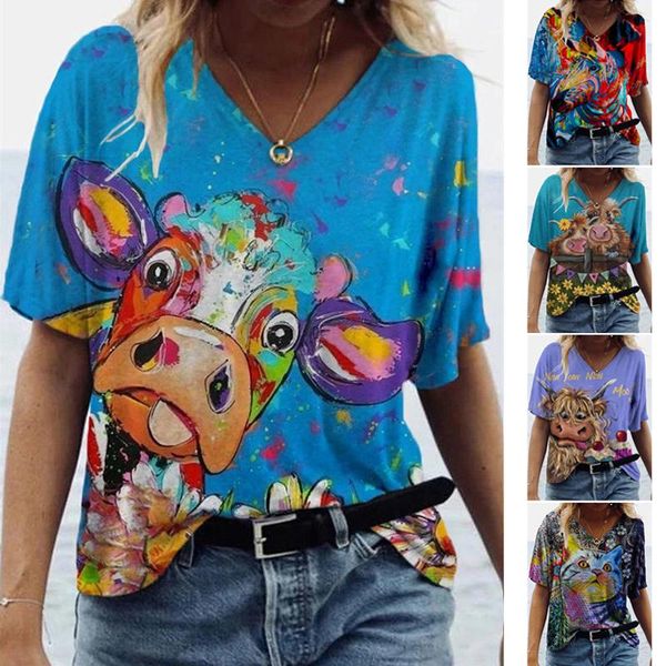 fashion women's tie dye prints short sleeve v-neck summer casual baggy animal graphic tee t-shirt, White
fashion women's tie dye prints short sleeve v-neck summer casual baggy animal graphic tee t-shirt, White