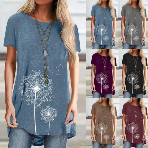 women's blouses & shirts summer casual dandelion print linen cotton blouse shirt women o neck short sleeve long plus size streetwear, White
women's blouses & shirts summer casual dandelion print linen cotton blouse shirt women o neck short sleeve long plus size streetwear, White