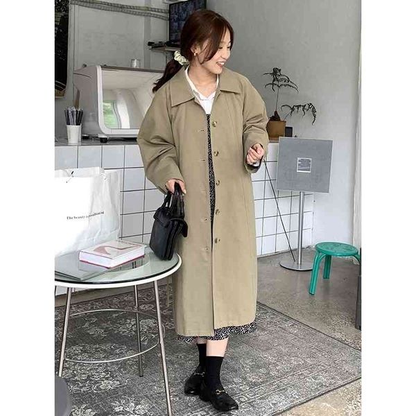 meral 2021 autumn new korean british medium length single breasted solid color windbreaker loose over knee coat women's, Black
meral 2021 autumn new korean british medium length single breasted solid color windbreaker loose over knee coat women's, Black