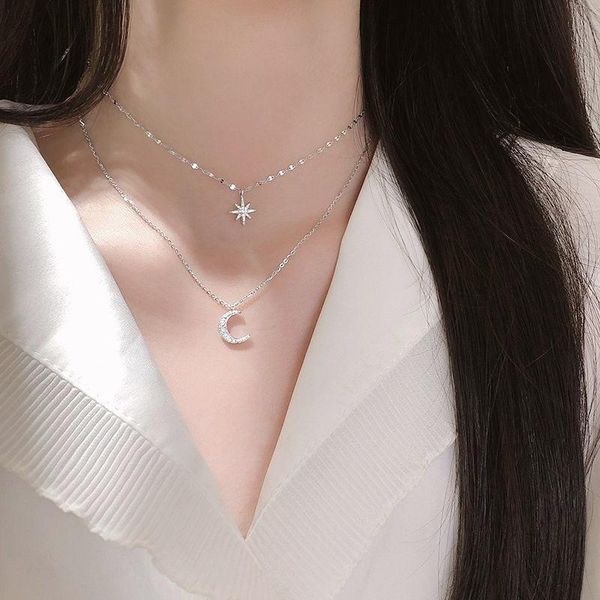 real silver 925 sterling double layer moon star necklace for women girl sparkling cubic zirconia pendant chains
real silver 925 sterling double layer moon star necklace for women girl sparkling cubic zirconia pendant chains