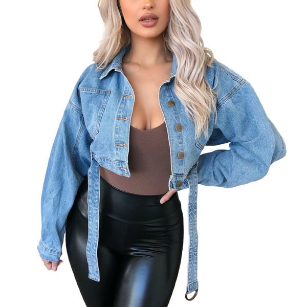 women's jackets breathable girls denim jacket ladies solid color long sleeve lapel single-breasted loose short coat casual with belt, Black;brown
women's jackets breathable girls denim jacket ladies solid color long sleeve lapel single-breasted loose short coat casual with belt, Black;brown