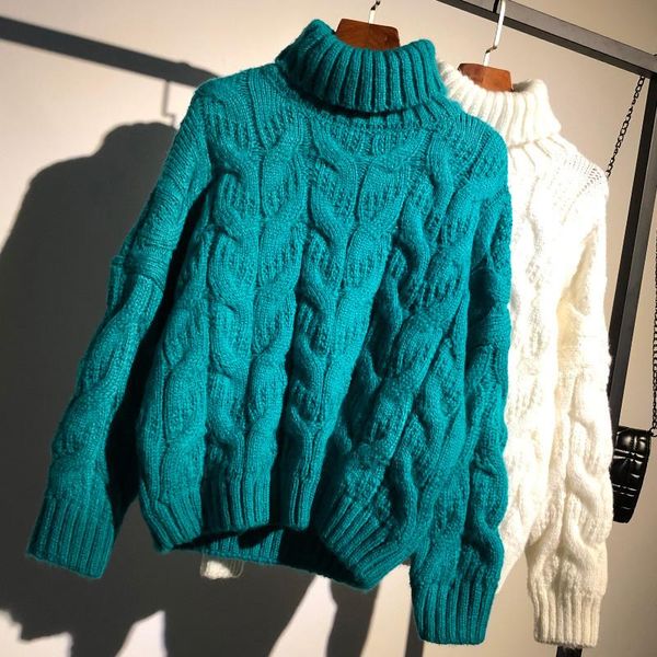 women's sweaters twist turtleneck sweater women 2021 autumn winter loose thick lazy wind pullover retro outer wear g635, White;black
women's sweaters twist turtleneck sweater women 2021 autumn winter loose thick lazy wind pullover retro outer wear g635, White;black