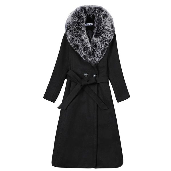 women's wool & blends big fur 2021 autumn and winter woolen coat female long jackets korean elegant outerwear woman, Black
women's wool & blends big fur 2021 autumn and winter woolen coat female long jackets korean elegant outerwear woman, Black