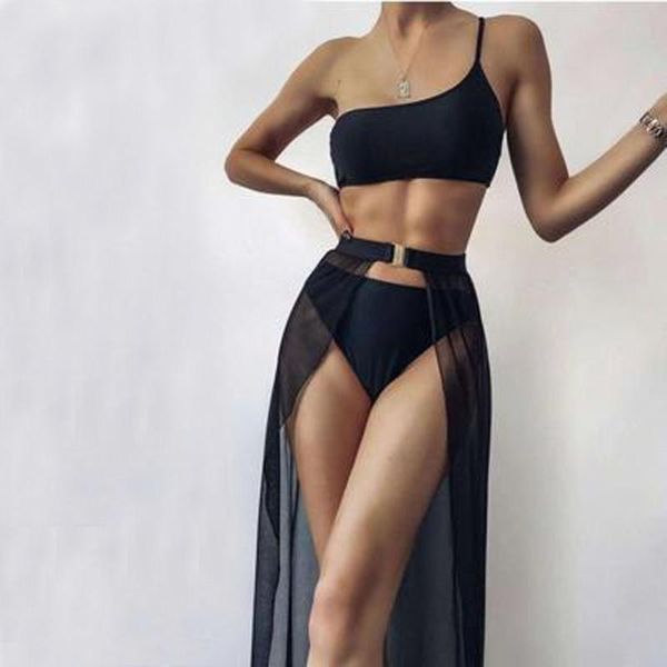 women's swimwear 3 piece bikini set with cover up swim suit women long skirt mujer designer luxury bathing, White;black
women's swimwear 3 piece bikini set with cover up swim suit women long skirt mujer designer luxury bathing, White;black