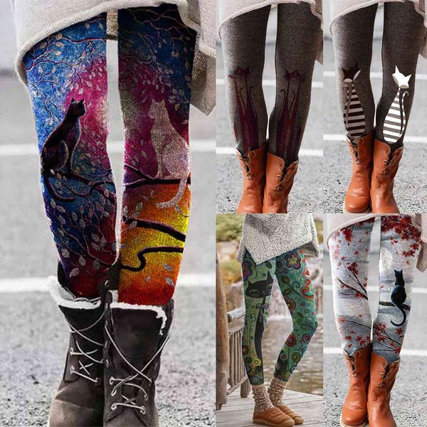 cat printed elastic all match women legging slim casual long boot pants leggings guofeng print, Black
cat printed elastic all match women legging slim casual long boot pants leggings guofeng print, Black