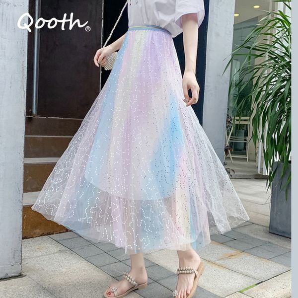 qooth embroidery star rainbow colorful mesh skirt pleated high waist bling skirt all-match fairy elastic waist sweet skirt qt643 210518, Black
qooth embroidery star rainbow colorful mesh skirt pleated high waist bling skirt all-match fairy elastic waist sweet skirt qt643 210518, Black