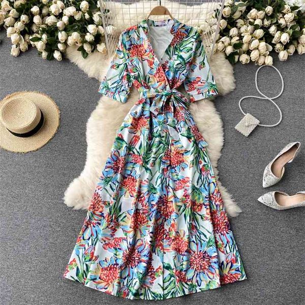 women fashion v neck short sleeve ins holiday print high waist thin dress clothes vestidos de mujer s678 210527, Black;gray
women fashion v neck short sleeve ins holiday print high waist thin dress clothes vestidos de mujer s678 210527, Black;gray