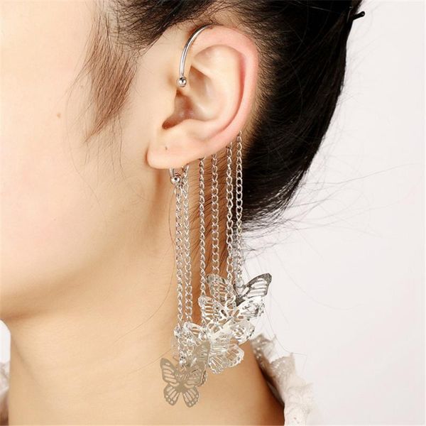 clip-on & screw back e0054-c long gold butterfly tassel ear cuffs for women, Silver
clip-on & screw back e0054-c long gold butterfly tassel ear cuffs for women, Silver