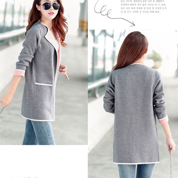 spring autumn knitted women cardigan korean plus size jacket fashion medium length female long sleeve sweater ladies q837, White;black
spring autumn knitted women cardigan korean plus size jacket fashion medium length female long sleeve sweater ladies q837, White;black
