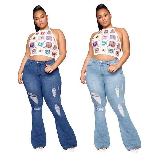 women's jeans european and american plus size clothing 5xl fashion wild personality ripped fat mm mother flared pants, Blue
women's jeans european and american plus size clothing 5xl fashion wild personality ripped fat mm mother flared pants, Blue