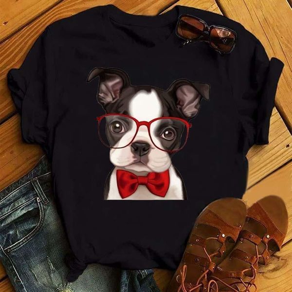 women's t-shirt dogs with red glasses printing funny t shirt women casual black harajuku dog short sleeve cartoon graphic tees, White
women's t-shirt dogs with red glasses printing funny t shirt women casual black harajuku dog short sleeve cartoon graphic tees, White