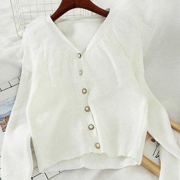 sweaters new elegant tulle patchwork single breasted knitted coat autumn casual female solid sweater, White;black
sweaters new elegant tulle patchwork single breasted knitted coat autumn casual female solid sweater, White;black