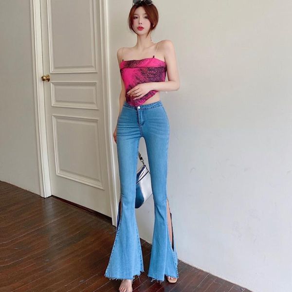 women's jeans retro high waist women skinny flare mom streetwear bell-bottom washed elephant pantalon patte denim wide leg pants, Blue
women's jeans retro high waist women skinny flare mom streetwear bell-bottom washed elephant pantalon patte denim wide leg pants, Blue