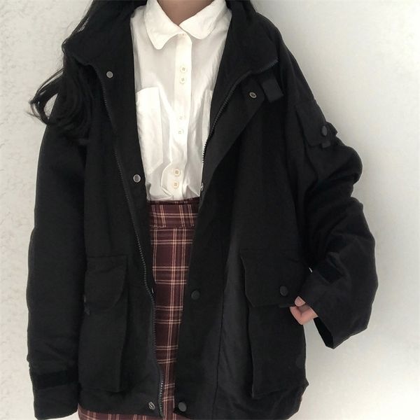 japanese winter ulzzang punk women's fashion solid color long-sleeved jacket punk ins vintage chic harajuku jacket 210804, Black;brown
japanese winter ulzzang punk women's fashion solid color long-sleeved jacket punk ins vintage chic harajuku jacket 210804, Black;brown