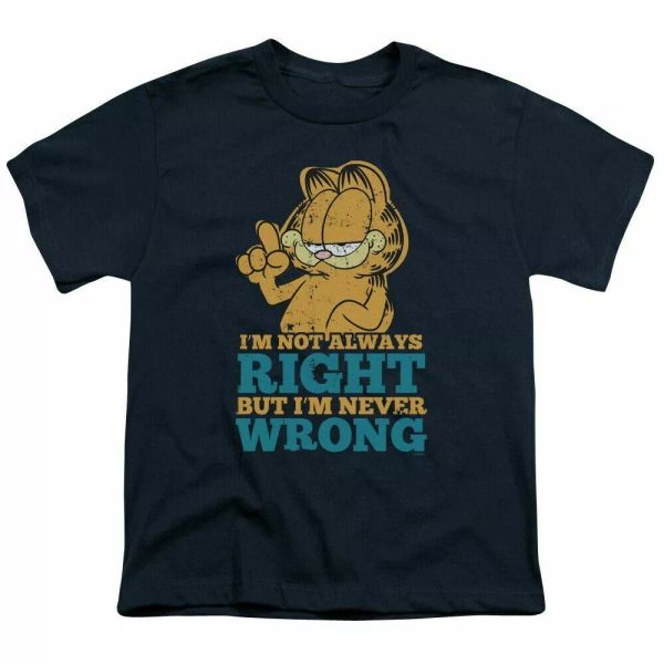 garfield never wrong kids youth t shirt licensed tv movie comic tee navy, White;black
garfield never wrong kids youth t shirt licensed tv movie comic tee navy, White;black