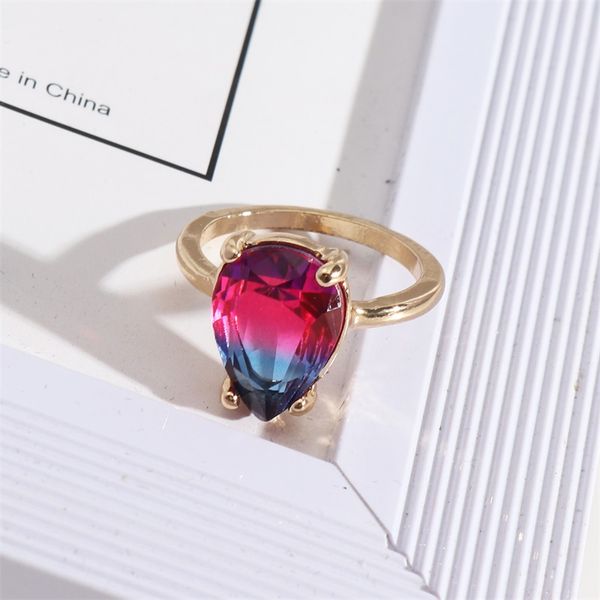 fashion gold plated teardrop gradient pink blue glass crystal rings chromatic geometric ring for women jewelry gift, Golden;silver
fashion gold plated teardrop gradient pink blue glass crystal rings chromatic geometric ring for women jewelry gift, Golden;silver
