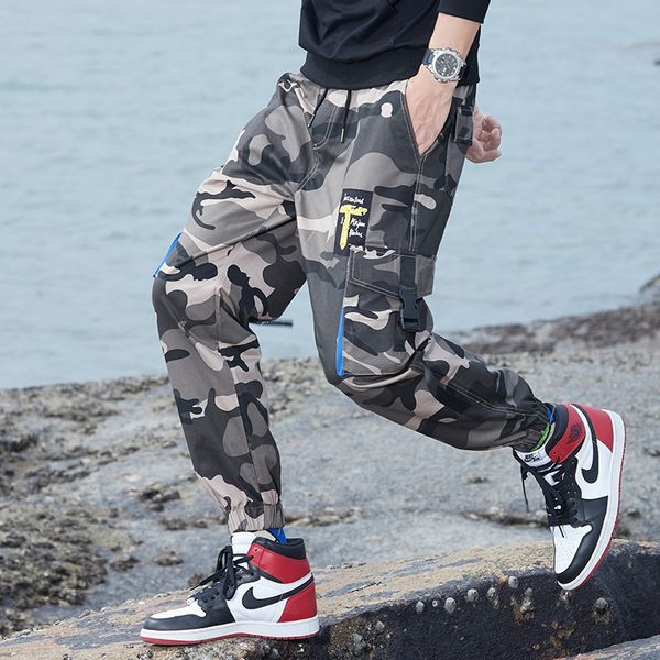 men's pants large camouflage overalls casual harem capris sports, Black 
men's pants large camouflage overalls casual harem capris sports, Black