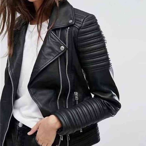 women's leather & faux autumn fashion women motorcycle jacket long sleeve biker streetwear moto coat pu outwear dg03, Black
women's leather & faux autumn fashion women motorcycle jacket long sleeve biker streetwear moto coat pu outwear dg03, Black