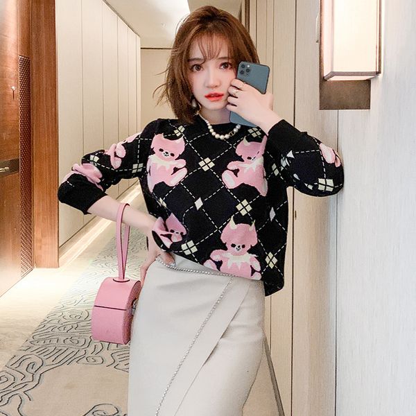 sweaters fashion winter women black sweater round neck pink bears jarquard loose knitted pull jumper ladies swater oversize, White;black
sweaters fashion winter women black sweater round neck pink bears jarquard loose knitted pull jumper ladies swater oversize, White;black
