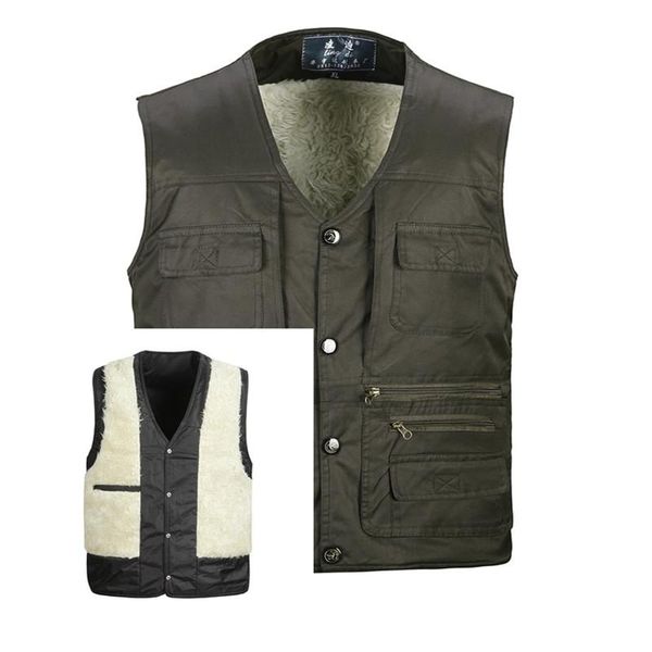 men's vests cotton multi-pocket men hiking lamb wool liner vest winter outerwear waistcoat thicken veste homme, Black;white
men's vests cotton multi-pocket men hiking lamb wool liner vest winter outerwear waistcoat thicken veste homme, Black;white