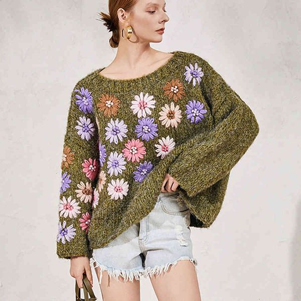 women's sweaters oversize pullover hand-made floral embroidery long sleeve winter women sweater warm 58es, White;black
women's sweaters oversize pullover hand-made floral embroidery long sleeve winter women sweater warm 58es, White;black