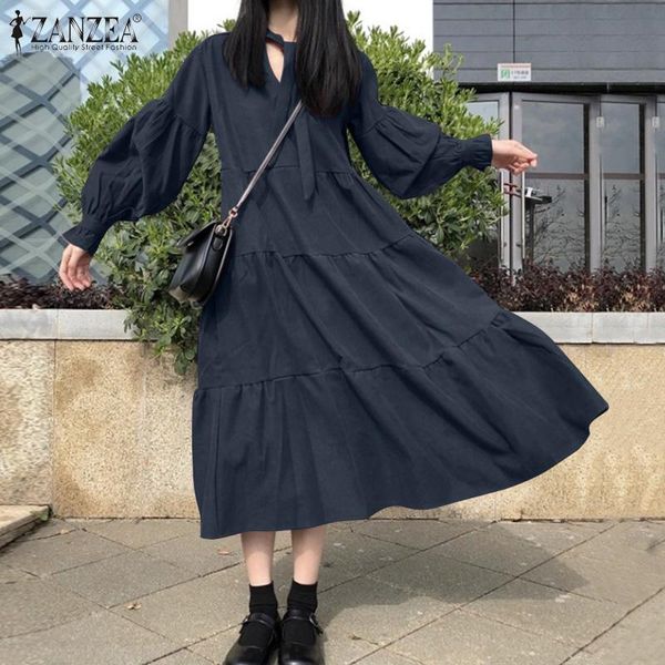 stylish solid ruffle dress women's spring sundress puff sleeve maxi vestidos female v neck lace-up robe plus size casual dresses, Black;gray
stylish solid ruffle dress women's spring sundress puff sleeve maxi vestidos female v neck lace-up robe plus size casual dresses, Black;gray