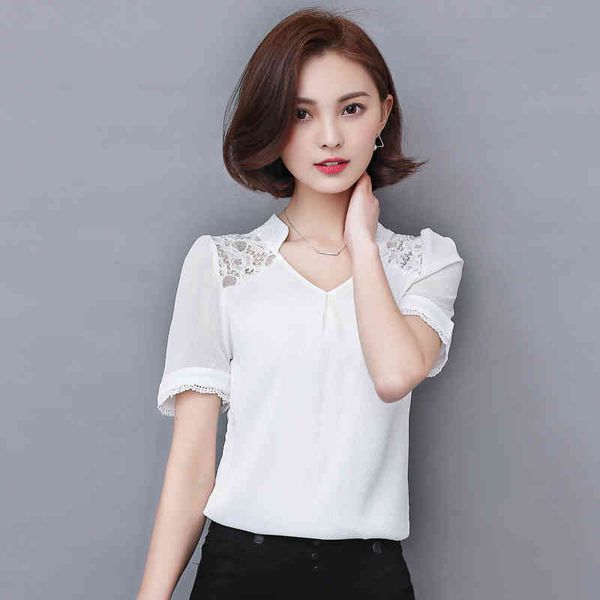 est springwomen solid color lace chiffon clothes women plus size female fashion blouse 707f 25 210415, White
est springwomen solid color lace chiffon clothes women plus size female fashion blouse 707f 25 210415, White