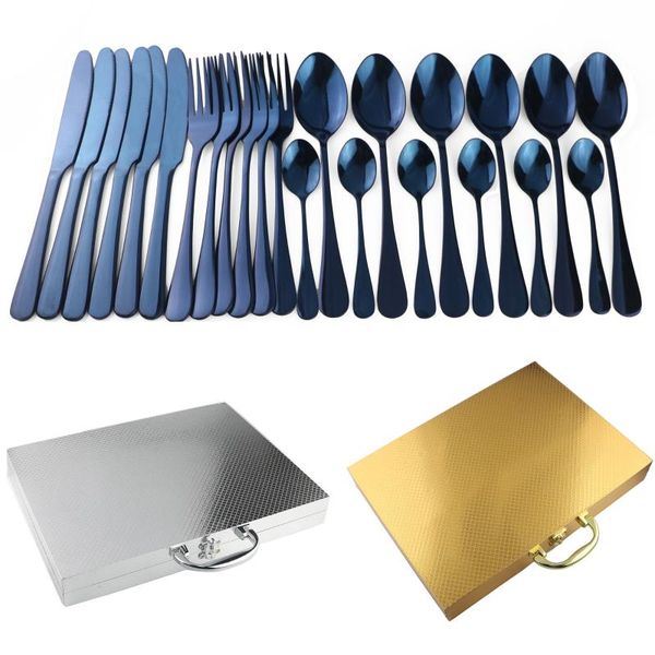 dinnerware sets 24pcs/set noble blue stainless steel flatware set cutlery knife fork spoons box gold silverware drop
dinnerware sets 24pcs/set noble blue stainless steel flatware set cutlery knife fork spoons box gold silverware drop